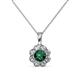 1 - Urania 0.80 ctw Emerald (5.00 mm) and Lab Grown Diamond Floral Halo Pendant 