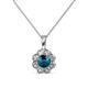 1 - Urania 0.90 ctw Blue Diamond (5.00 mm) and Lab Grown Diamond Floral Halo Pendant 