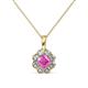 1 - Urania 0.93 ctw Pink Sapphire (5.00 mm) and Lab Grown Diamond Floral Halo Pendant 