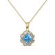 1 - Urania 0.90 ctw Blue Topaz (5.00 mm) and Lab Grown Diamond Floral Halo Pendant 