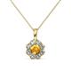 1 - Urania 0.80 ctw Citrine (5.00 mm) and Lab Grown Diamond Floral Halo Pendant 