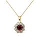 1 - Urania 1.03 ctw Red Garnet (5.00 mm) and Lab Grown Diamond Floral Halo Pendant 