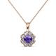1 - Urania 0.80 ctw Iolite (5.00 mm) and Lab Grown Diamond Floral Halo Pendant 