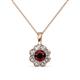 1 - Urania 1.03 ctw Red Garnet (5.00 mm) and Lab Grown Diamond Floral Halo Pendant 