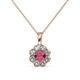 1 - Urania 0.90 ctw Rhodolite Garnet (5.00 mm) and Lab Grown Diamond Floral Halo Pendant 