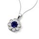 3 - Urania 1.79 ctw Blue Sapphire (6.00 mm) and Accented Lab Grown Diamond Halo Floral Pendant 
