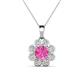 1 - Urania 1.74 ctw Pink Sapphire (6.00 mm) and Accented Lab Grown Diamond Halo Floral Pendant 