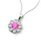 3 - Urania 1.74 ctw Pink Sapphire (6.00 mm) and Accented Lab Grown Diamond Halo Floral Pendant 