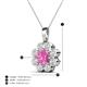 4 - Urania 1.74 ctw Pink Sapphire (6.00 mm) and Accented Lab Grown Diamond Halo Floral Pendant 