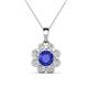 1 - Urania 1.44 ctw Tanzanite (6.00 mm) and Accented Lab Grown Diamond Halo Floral Pendant 