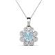 1 - Urania 1.36 ctw Aquamarine (6.00 mm) and Accented Lab Grown Diamond Halo Floral Pendant 