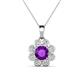 1 - Urania 1.36 ctw Amethyst (6.00 mm) and Accented Lab Grown Diamond Halo Floral Pendant 