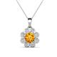 1 - Urania 1.36 ctw Citrine (6.00 mm) and Accented Lab Grown Diamond Halo Floral Pendant 