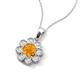 3 - Urania 1.36 ctw Citrine (6.00 mm) and Accented Lab Grown Diamond Halo Floral Pendant 