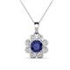 1 - Urania 1.36 ctw Iolite (6.00 mm) and Accented Lab Grown Diamond Halo Floral Pendant 