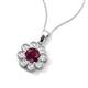 3 - Urania 1.46 ctw Rhodolite Garnet (6.00 mm) and Accented Lab Grown Diamond Halo Floral Pendant 