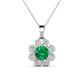 1 - Urania 1.44 ctw Emerald (6.00 mm) and Accented Lab Grown Diamond Halo Floral Pendant 