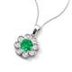 3 - Urania 1.44 ctw Emerald (6.00 mm) and Accented Lab Grown Diamond Halo Floral Pendant 