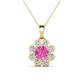 1 - Urania 1.74 ctw Pink Sapphire (6.00 mm) and Accented Lab Grown Diamond Halo Floral Pendant 