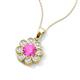 3 - Urania 1.74 ctw Pink Sapphire (6.00 mm) and Accented Lab Grown Diamond Halo Floral Pendant 