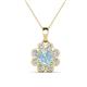 1 - Urania 1.36 ctw Aquamarine (6.00 mm) and Accented Lab Grown Diamond Halo Floral Pendant 
