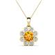 1 - Urania 1.36 ctw Citrine (6.00 mm) and Accented Lab Grown Diamond Halo Floral Pendant 