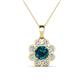 1 - Urania 1.44 ctw Blue Diamond (6.00 mm) and Accented Lab Grown Diamond Halo Floral Pendant 