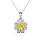 1 - Urania 1.44 ctw Yellow Diamond (6.00 mm) and Accented Lab Grown Diamond Halo Floral Pendant 