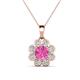 1 - Urania 1.74 ctw Pink Sapphire (6.00 mm) and Accented Lab Grown Diamond Halo Floral Pendant 