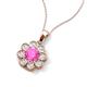3 - Urania 1.74 ctw Pink Sapphire (6.00 mm) and Accented Lab Grown Diamond Halo Floral Pendant 