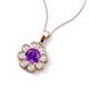 3 - Urania 1.36 ctw Amethyst (6.00 mm) and Accented Lab Grown Diamond Halo Floral Pendant 