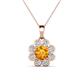 1 - Urania 1.36 ctw Citrine (6.00 mm) and Accented Lab Grown Diamond Halo Floral Pendant 