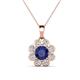 1 - Urania 1.36 ctw Iolite (6.00 mm) and Accented Lab Grown Diamond Halo Floral Pendant 