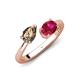 4 - Afra 1.55 ctw Smoky Quartz Pear Shape (7x5 mm) & Ruby Oval Shape (7x5 mm) Toi Et Moi Engagement Ring 