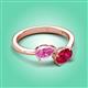 3 - Afra 1.80 ctw Pink Sapphire Pear Shape (7x5 mm) & Ruby Oval Shape (7x5 mm) Toi Et Moi Engagement Ring 