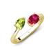 4 - Afra 1.70 ctw Peridot Pear Shape (7x5 mm) & Ruby Oval Shape (7x5 mm) Toi Et Moi Engagement Ring 
