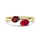1 - Afra 1.80 ctw Red Garnet Pear Shape (7x5 mm) & Ruby Oval Shape (7x5 mm) Toi Et Moi Engagement Ring 