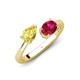 4 - Afra 1.80 ctw Yellow Sapphire Pear Shape (7x5 mm) & Ruby Oval Shape (7x5 mm) Toi Et Moi Engagement Ring 
