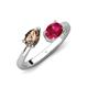 4 - Afra 1.55 ctw Smoky Quartz Pear Shape (7x5 mm) & Ruby Oval Shape (7x5 mm) Toi Et Moi Engagement Ring 