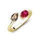 4 - Afra 1.55 ctw Smoky Quartz Pear Shape (7x5 mm) & Ruby Oval Shape (7x5 mm) Toi Et Moi Engagement Ring 