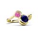 3 - Nerida 1.73 ctw Cushion Shape Created Blue Sapphire & Princess Shape Created Pink Sapphire Women Toi Et Moi Wave Engagement Ring 