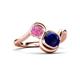 3 - Nerida 1.73 ctw Cushion Shape Created Blue Sapphire & Princess Shape Created Pink Sapphire Women Toi Et Moi Wave Engagement Ring 
