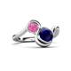 3 - Nerida 1.73 ctw Cushion Shape Created Blue Sapphire & Princess Shape Created Pink Sapphire Women Toi Et Moi Wave Engagement Ring 