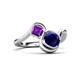 3 - Nerida 1.60 ctw Cushion Shape Created Blue Sapphire & Princess Shape Amethyst Women Toi Et Moi Wave Engagement Ring 