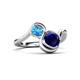 3 - Nerida 1.63 ctw Cushion Shape Created Blue Sapphire & Princess Shape Blue Topaz Women Toi Et Moi Wave Engagement Ring 