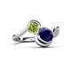 3 - Nerida 1.63 ctw Cushion Shape Created Blue Sapphire & Princess Shape Peridot Women Toi Et Moi Wave Engagement Ring 