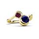 3 - Nerida 1.63 ctw Cushion Shape Created Blue Sapphire & Princess Shape Rhodolite Garnet Women Toi Et Moi Wave Engagement Ring 