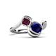 3 - Nerida 1.63 ctw Cushion Shape Created Blue Sapphire & Princess Shape Rhodolite Garnet Women Toi Et Moi Wave Engagement Ring 