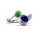 3 - Nerida 1.60 ctw Cushion Shape Created Blue Sapphire & Princess Shape Green Garnet Women Toi Et Moi Wave Engagement Ring 