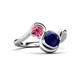 3 - Nerida 1.60 ctw Cushion Shape Created Blue Sapphire & Princess Shape Pink Tourmaline Women Toi Et Moi Wave Engagement Ring 